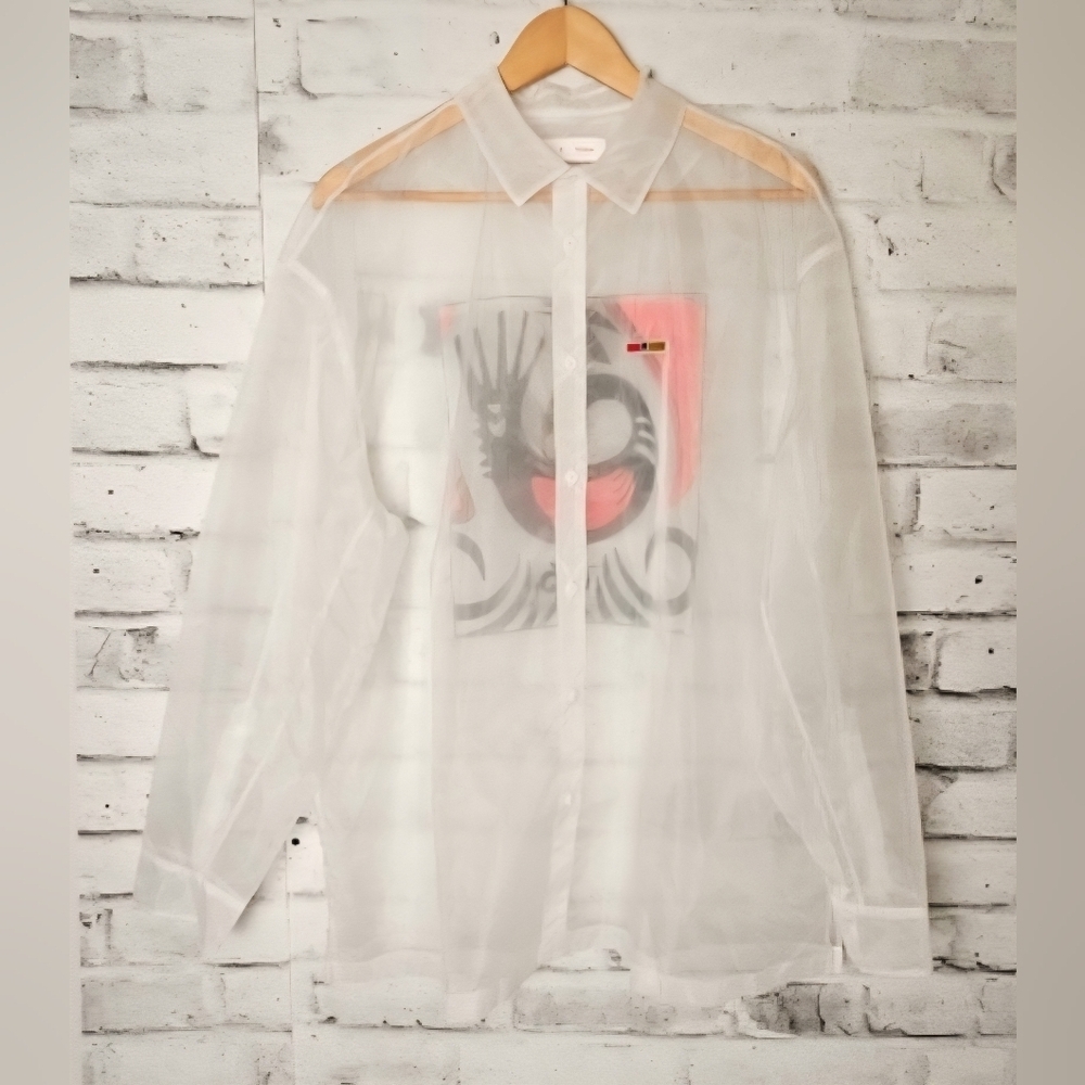 Reebok x Pyer Moss Sheer Nylon Graphic Button Down Size L